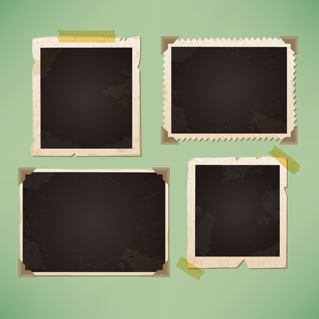 Set of vintage photo frame with adhesive tape. Vintage style. Vector illustration with adhesive tapes.のイラスト素材