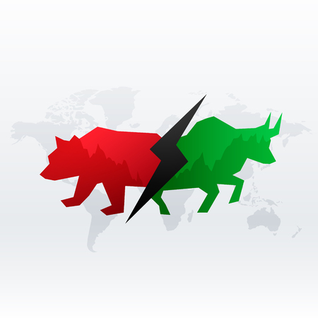 Bull and Bear  illustration. vector Forex or commodity charts, on abstract background. The symbol of the the bull and bearのイラスト素材