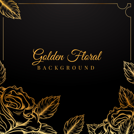 Vintage gold background, vector antique frame on blackのイラスト素材