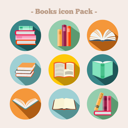 Books set in flat design style, vector illustrationのイラスト素材