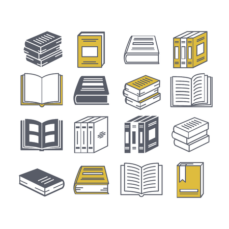 Books set in flat design style, vector illustrationのイラスト素材