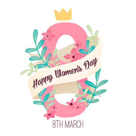 8 March. Women's Day Greeting card. Origami Floral bouquet. Rectangle frame. Space for text on purple. Happy Mother's Day. Vector Spring illustrationのイラスト素材