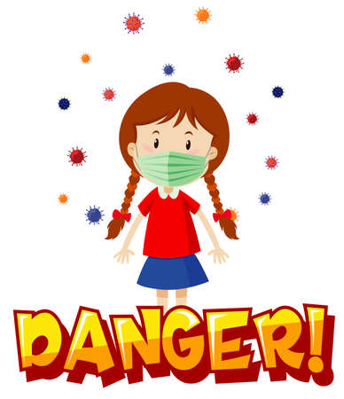 Poster design for coronavirus theme with girl wearing mask illustrationのイラスト素材