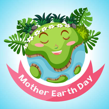 Poster design for mother earth day with smiling earth in background illustrationのイラスト素材