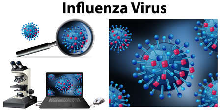Close up isolated object of virus Influenza virus illustrationのイラスト素材