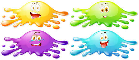 Water splash with faces illustrationのイラスト素材