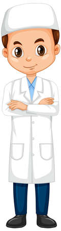 Muslim boy in science gown on isolated background illustrationのイラスト素材