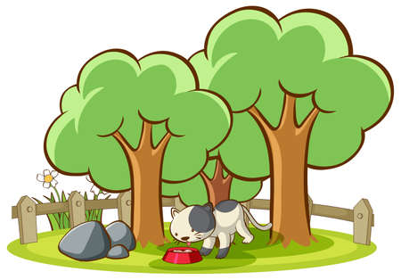 Isolated picture of cat in the park illustrationのイラスト素材