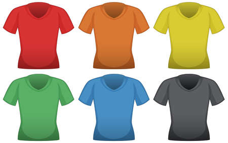 T-shirts in six different colors illustrationのイラスト素材