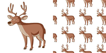 Seamless background design with deer illustrationのイラスト素材