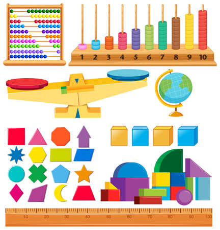 Set of geometry shapes and other school items illustrationのイラスト素材