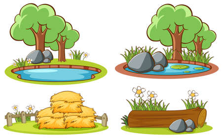 Four background scenes with nature illustrationのイラスト素材