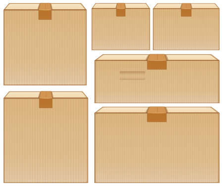 Different sizes of cardboard boxes on white background illustrationのイラスト素材