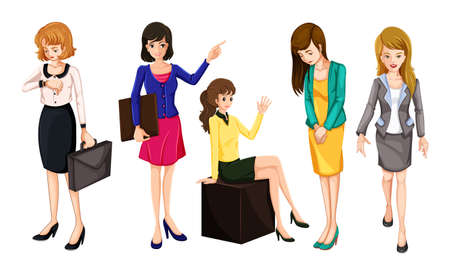 Illustration of the working women on a white backgroundのイラスト素材