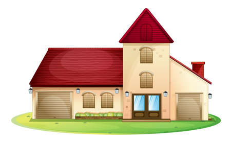 Big house with red roof illustrationのイラスト素材