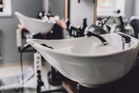 sink in barber shopの写真素材