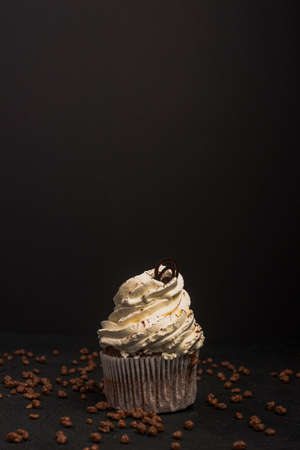 Cupcake with chocolate and coffeeの写真素材