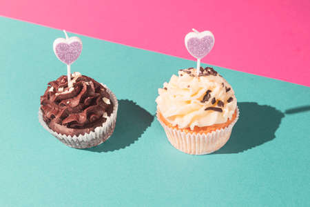 Cupcake for holiday happy birthday or valentine day.の写真素材