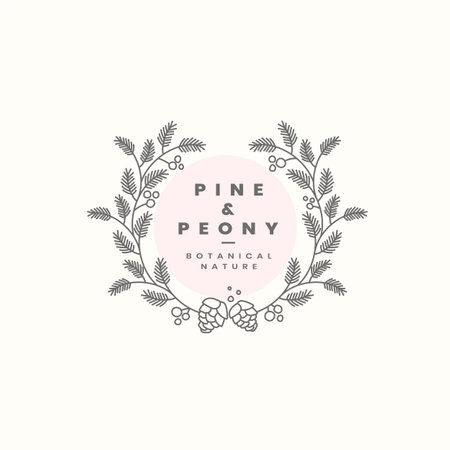 Botanical style badge design vectorのイラスト素材