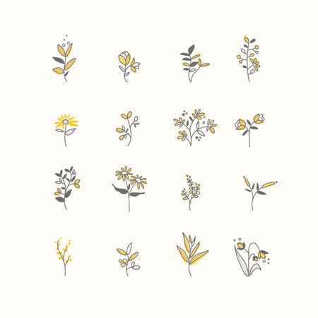 Set of hand drawn botanical elements vectorのイラスト素材