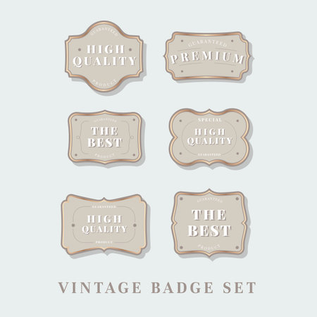 Beige vintage premium badge vectorsのイラスト素材