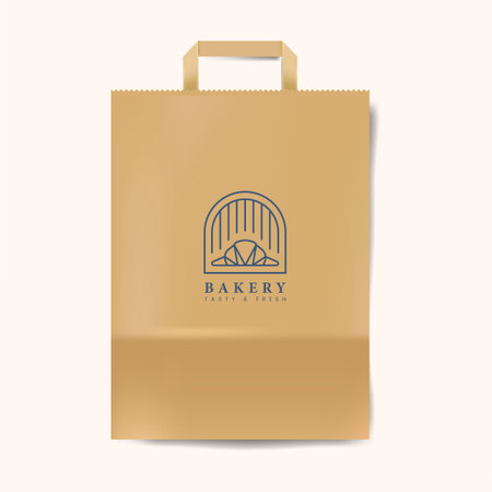 Paper bag mockup isolated vectorのイラスト素材