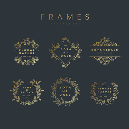 Set of botanical frame design elements vectorのイラスト素材