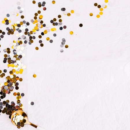 winter composition festive confetti on a white background. High quality photoの写真素材