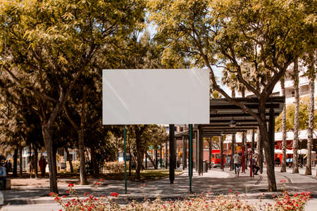 White blank billboard street city concept background. High quality photoの写真素材