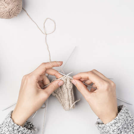 top view woman crocheting (1). Resolution and high quality beautiful photo