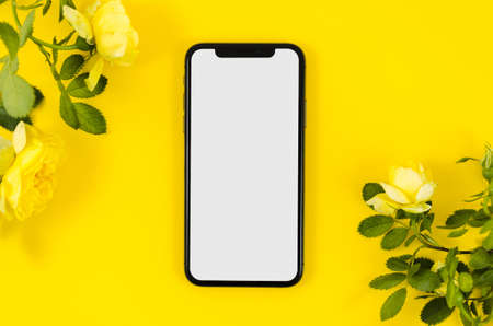 top view smartphone template workspace. Resolution and high quality beautiful photo