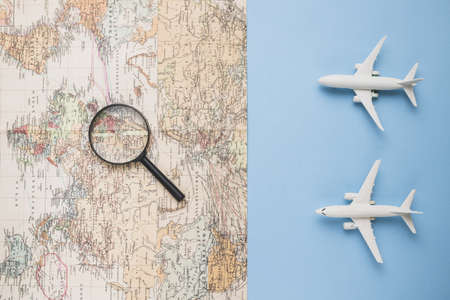 travel concept with map plane. Resolution and high quality beautiful photoの写真素材