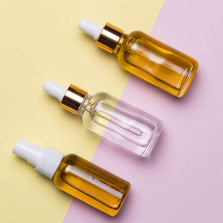 top view serum bottles arrangement. Resolution and high quality beautiful photoの写真素材