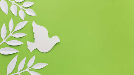 top view paper dove leaves with copy space. Resolution and high quality beautiful photoの写真素材