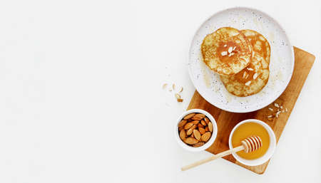 top view delicious crepes on wooden board. Resolution and high quality beautiful photo