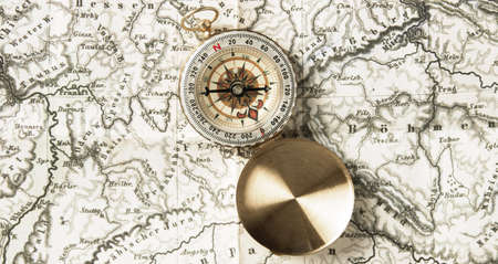 top view compass top world map. Resolution and high quality beautiful photoの写真素材