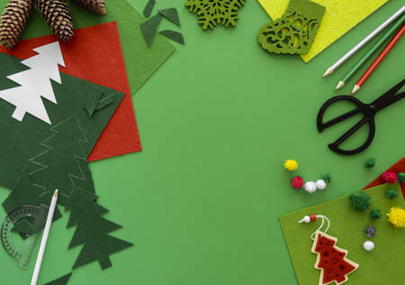 top view essentials crafting christmas gift with copy space. Resolution and high quality beautiful...