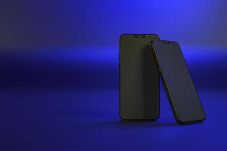 smartphones dark blue background. Resolution and high quality beautiful photo