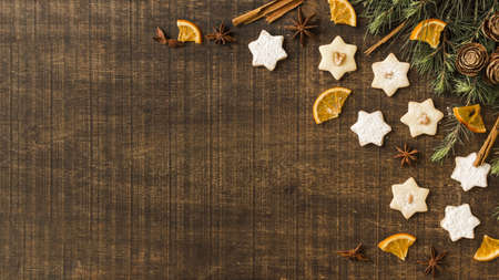 star cookies with green branches orange.