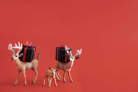 reindeer toys with gift boxes. Resolution and high quality beautiful photoの写真素材