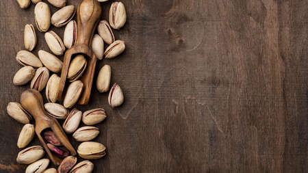 roasted pistachio nuts top view copy space. Resolution and high quality beautiful photoの写真素材