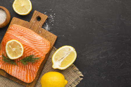 lemon slices salmon frame. Resolution and high quality beautiful photoの写真素材