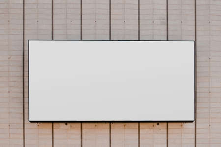 rectangular white blank billboard striped wall. Resolution and high quality beautiful photoの写真素材