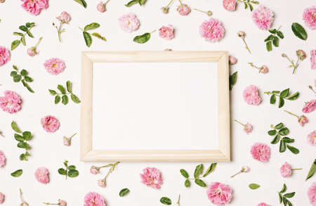 photo frame collection pink flowers green leaves. Resolution and high quality beautiful photoの写真素材