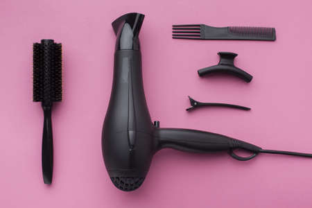 professional hair dryer flat lay. Resolution and high quality beautiful photo