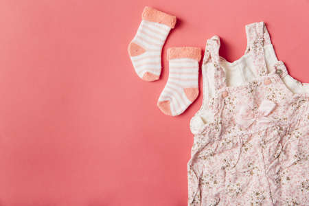 pair sock baby dress bright colored background. Resolution and high quality beautiful photoの写真素材