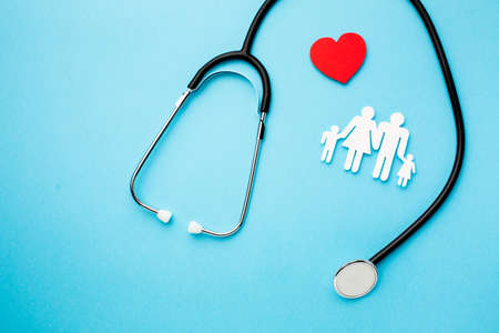 medical stethoscope with paper cut family. Resolution and high quality beautiful photo