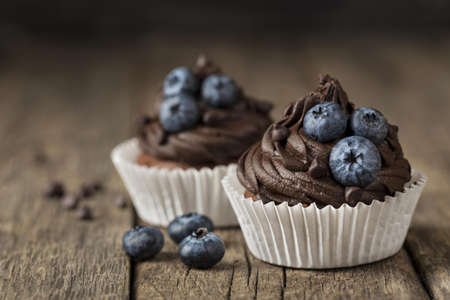 front view view tasty cupcake blurred background. Resolution and high quality beautiful photoの写真素材