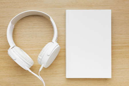 headphone beside book. Resolution and high quality beautiful photo