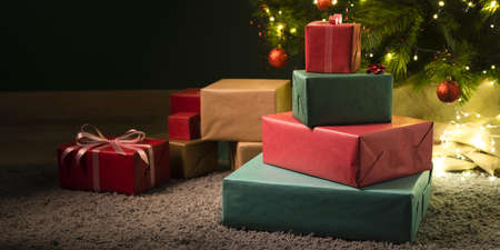 front view beautiful christmas gifts. Resolution and high quality beautiful photo